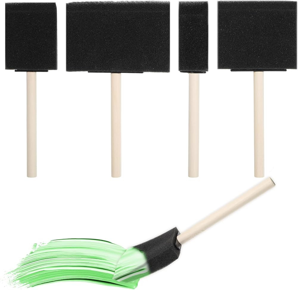 Bewudy 4 Pcs Foam Paint Brushes, Foam Brush, Wood Handle Sponge Paint Brush, Foam Brushes for Pai... | Amazon (US)