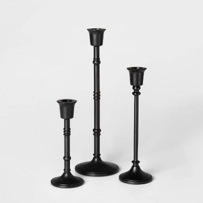 3pc Taper Candle Holder Set Black - Threshold™ | Target