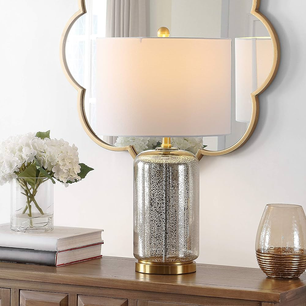 SAFAVIEH Lighting Collection Novah Silver Glass 26-inch Bedroom Living Room Home Office Desk Nigh... | Amazon (US)