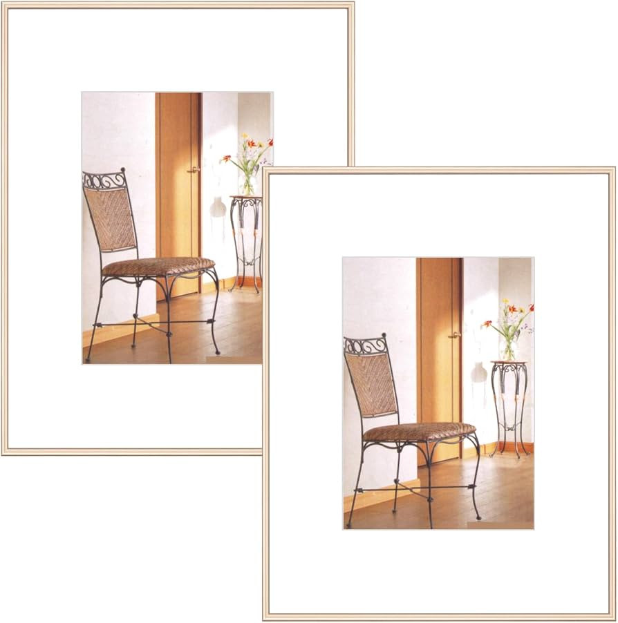 9x12 Picture Frame Set of 2, Brass Brushed Thin Metal Aluminum Photo Frame with HD Glass, Fit 6x8... | Amazon (US)
