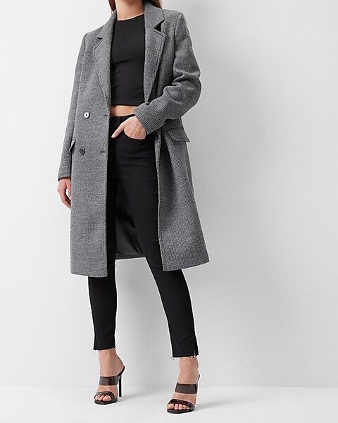 Wool-blend Braided Rib Double Breasted Coat | Express