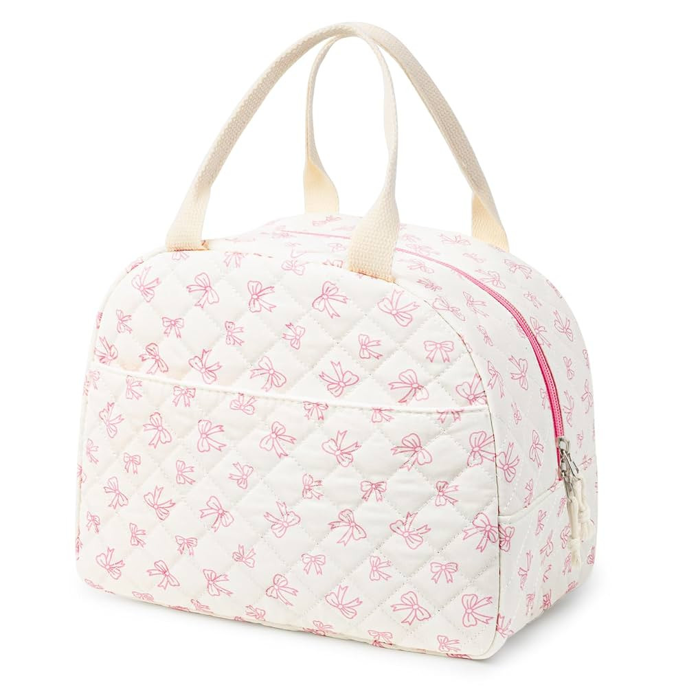 Lunch Box for Women Quilted Insulated Lunch Bag Tote Cute Reusable Floral Cotton Lunch Box Large ... | Amazon (US)
