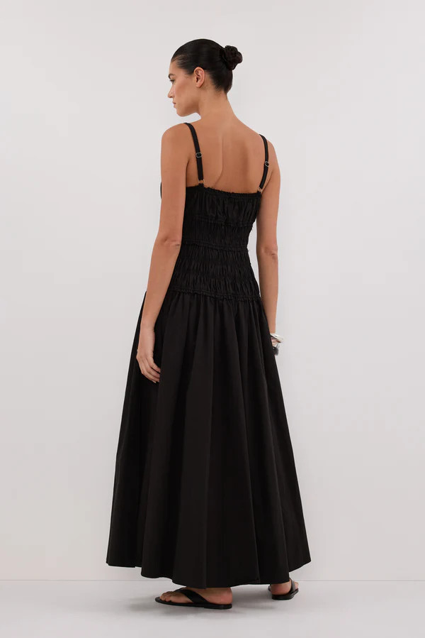 TOBY BLACK COTTON MIDI DRESS | DISSH