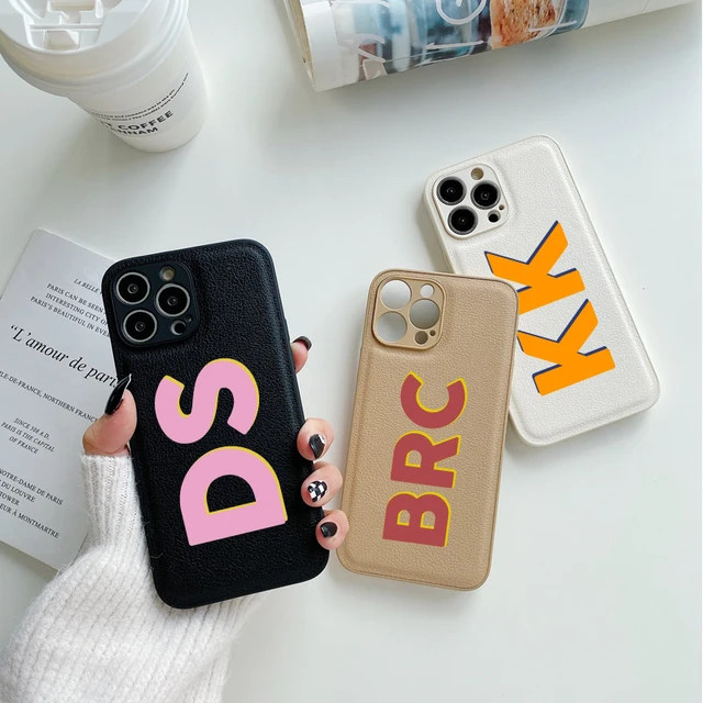 Personalized Phone Case Initials letter Leather case for Iphone 13 Promax 13 pro 12 11 pro max | AliExpress (US)