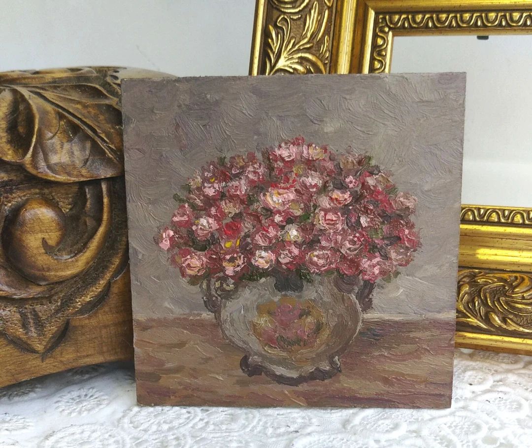 Roses Painting,small Artwork,floral Still Life,vintage Style Art,gift Painting,handpainted Artwor... | Etsy (US)