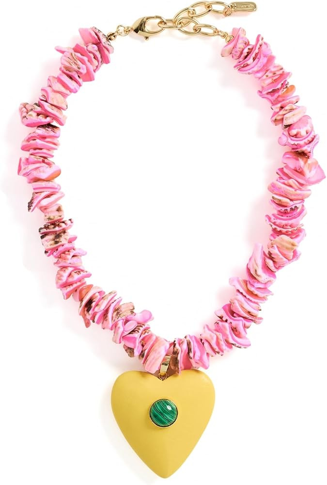 Women's Pink Beaded Yellow Heart Necklace | Amazon (US)