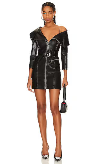 Miara Vgn Asymm Moto Dress in Black | Revolve Clothing (Global)