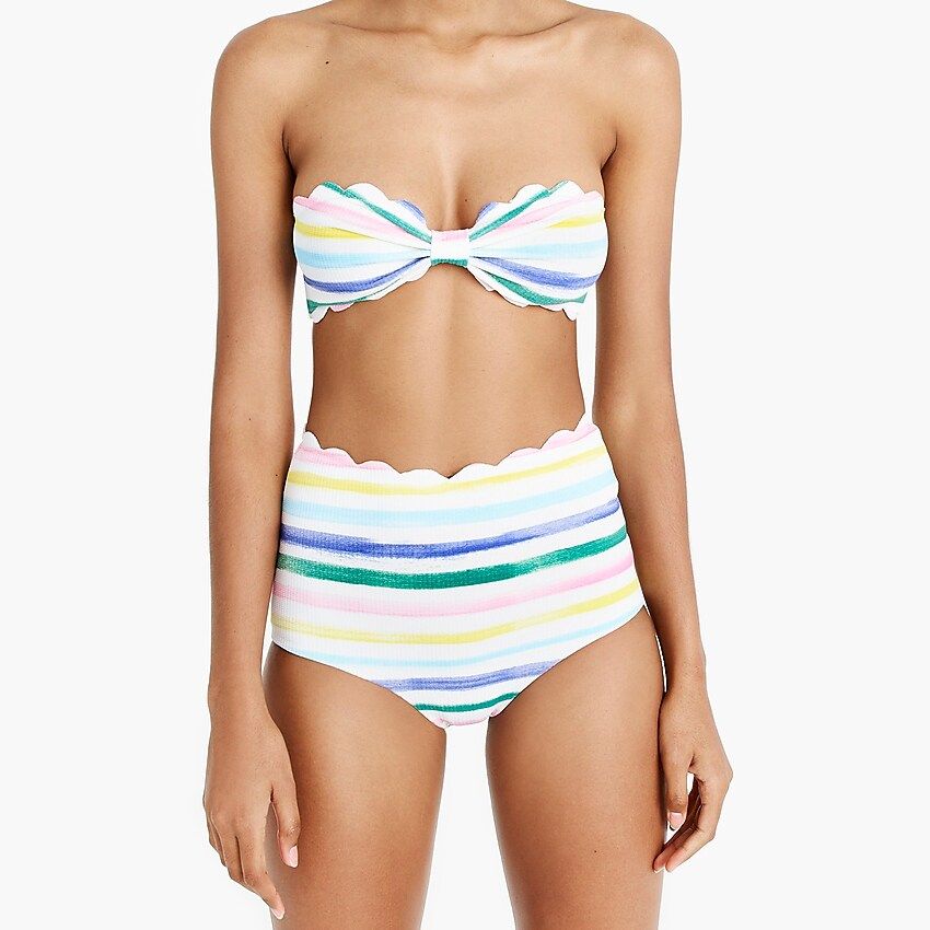 Marysia™ Palm Springs high-waisted bikini bottom in watercolor stripe | J.Crew US