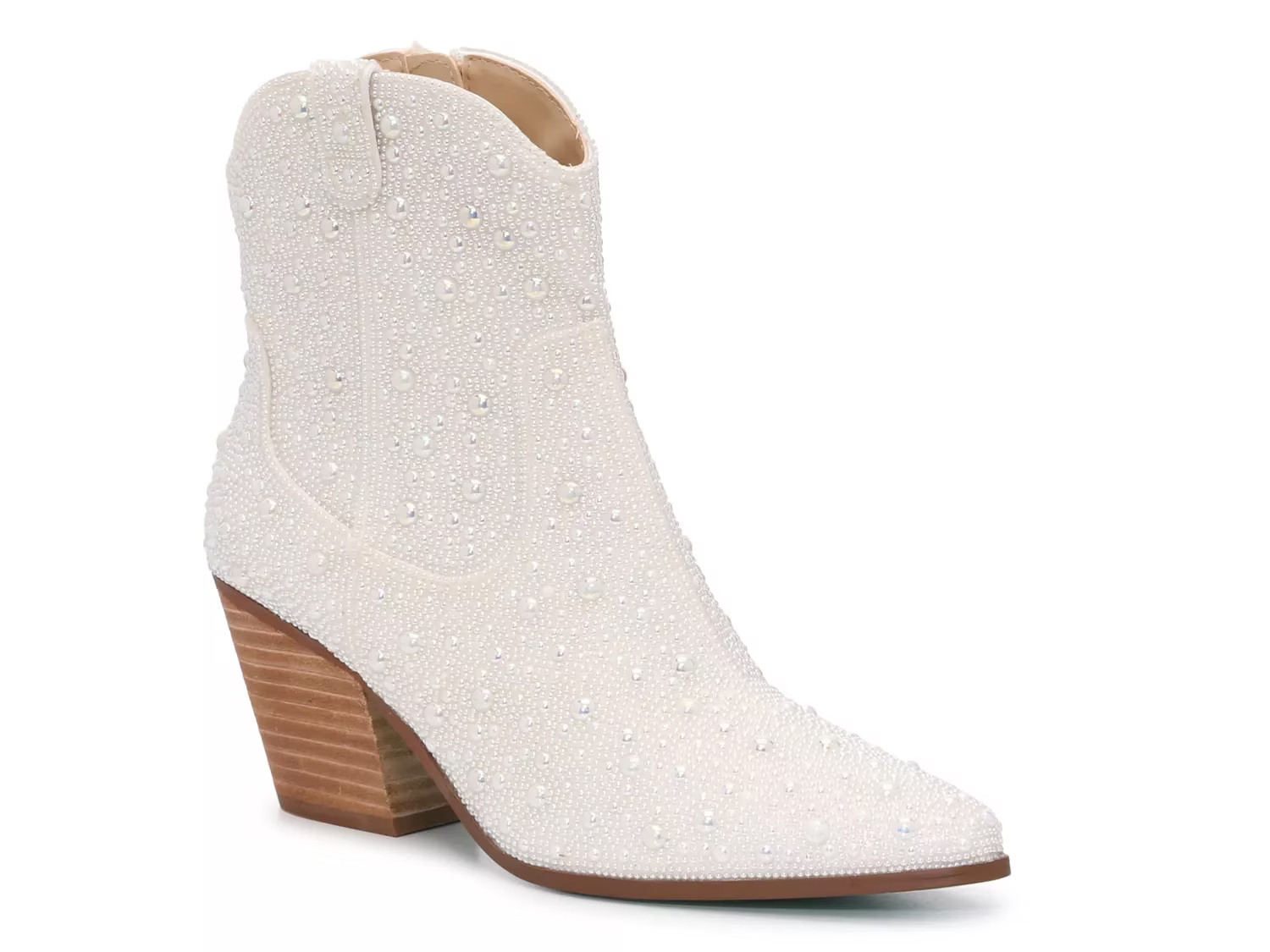 Betsey Johnson Emory Rhinestone Western Boot | Women's | White | Size 7 | Boots | Block | Bootie | C | DSW