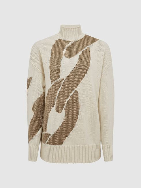 Reiss Cream Pia Wool Blend Metallic Pattern Jumper | Reiss (UK)