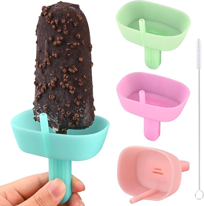 WMKGG Silicone Popsicle Holders for Kids, 4 Pack Reusable Drip-Free Ice Pop Stick Holder with Str... | Amazon (US)