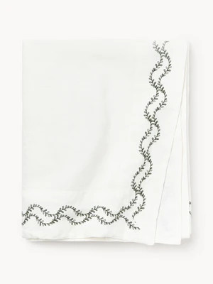 Hand-Embroidered Washed Linen Tablecloth Ivy | Westwing UK