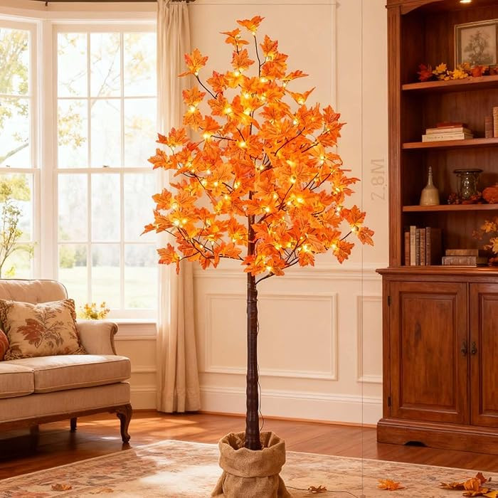 6FT Artificial Lighted Maple Tree, 120LED Warm White, Fall Tree Decorations for Indoor & Outdoor,... | Amazon (US)