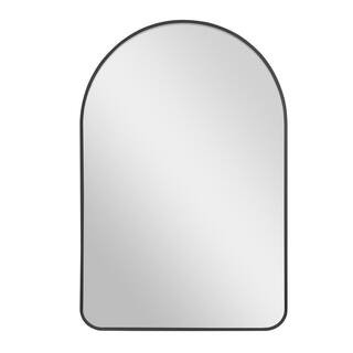 Modern 24 in. W x 36 in. H Arched Aluminum Alloy Framed Wall Mirror in Black | The Home Depot