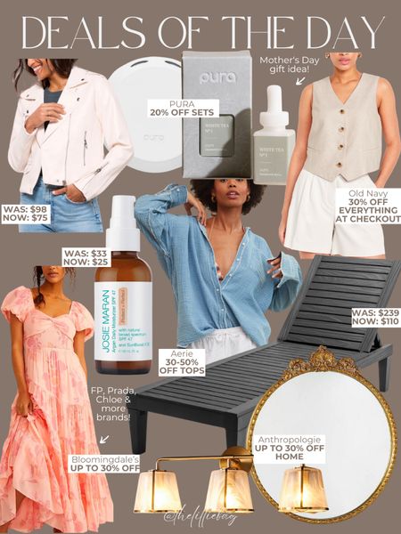 Deals of the day!
- Pura 20% off sets 
- Aerie 30-50% off tops 
- Old Navy 30% off everything at checkout
- Bloomingdale’s up to 30% off big brands
- Anthro living up to 30% off 
- QVC beauty deals
- Walmart patio deals 

Spring outfit. Summer outfit. Home. Beauty deals. Gift guide. Vests. Moto jacket. Sandals. 

#LTKfindsunder100 #LTKfindsunder50 #LTKsalealert
