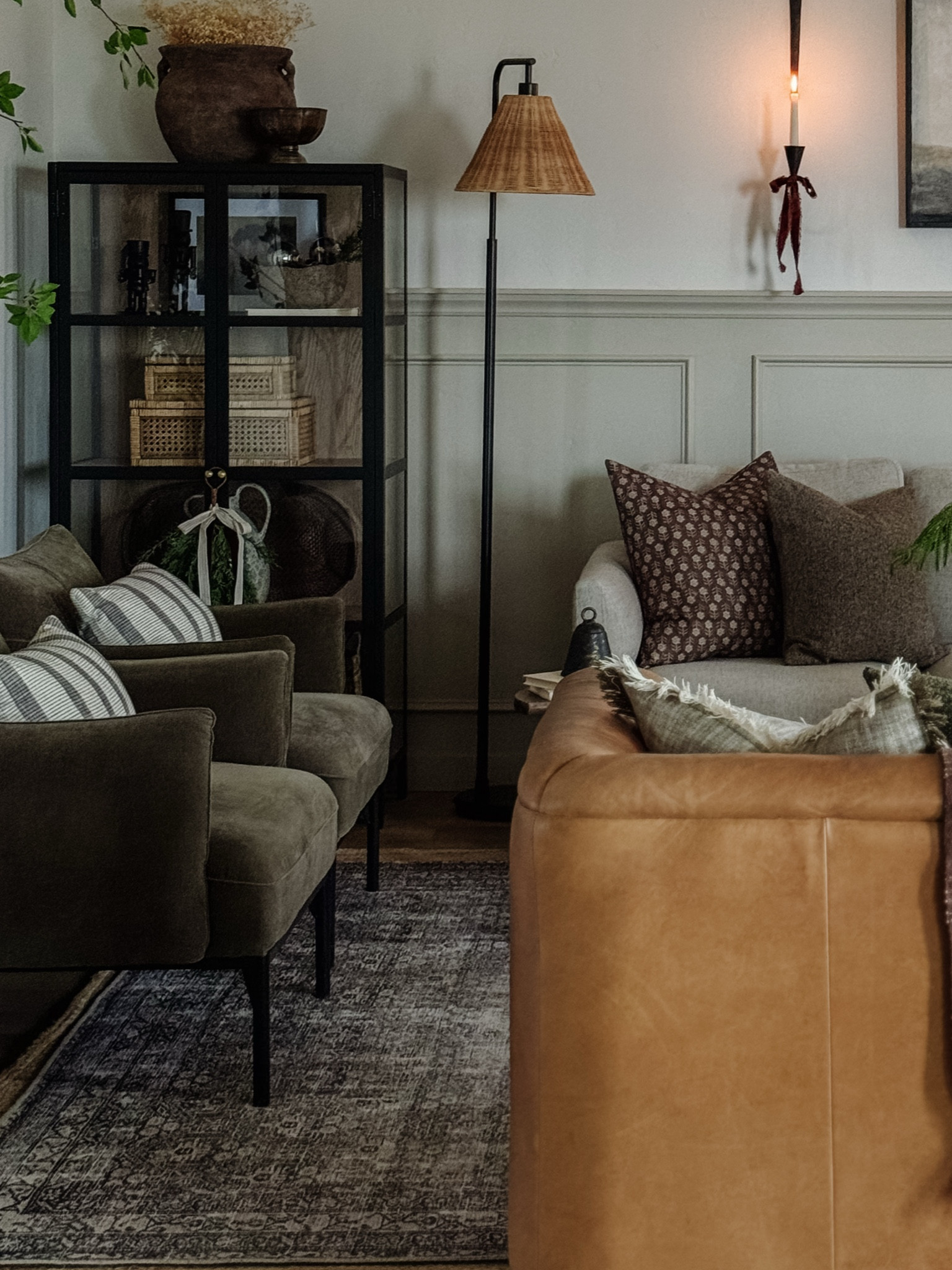 Living room inspo, custom curtains, pinch pleat curtains, floor to ceiling curtains, neutral sofa, beige sofa, west elm penn chair, green accent chair, vintage pillows, Turkish pillows, boucle pillow, shady lady tree, faux tree, greenery, Walmart floor lamp, woven table tray, square wooden coffee table, wall sconce, tapered candle holder, citrus tree, throw pillows, floor length mirror, arch mirror, Target home decor, affordable home, black cabinet, studio McGee cabinet, round glass coffee table, target accent table, vintage inspired rug, vintage milking stool, foot stool


#LTKSaleAlert #LTKHome #LTKStyleTip