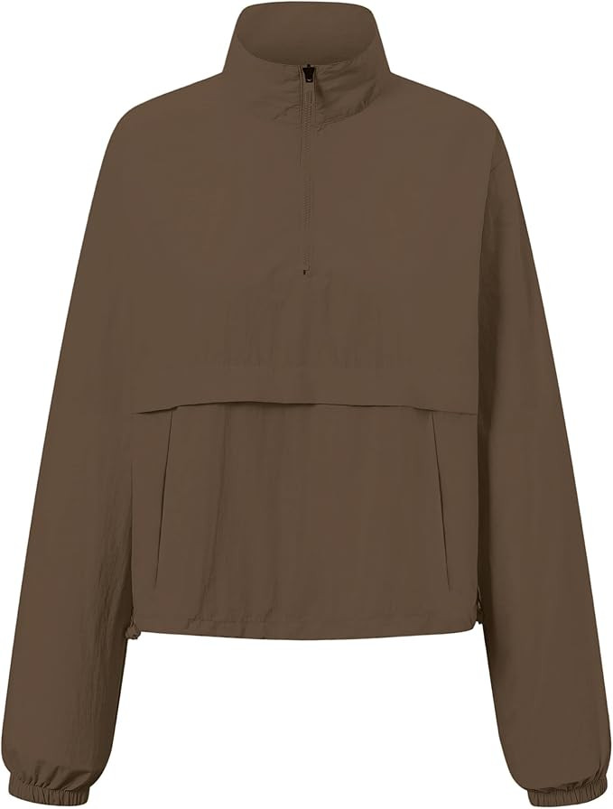 SANGTREE Women Half Zip Cropped Workout Jackets UPF 50+ Sun Protection Athletic Running Shirts | Amazon (US)