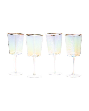 Set Of 4 Hammered Luster Wine Glasses | TJ Maxx