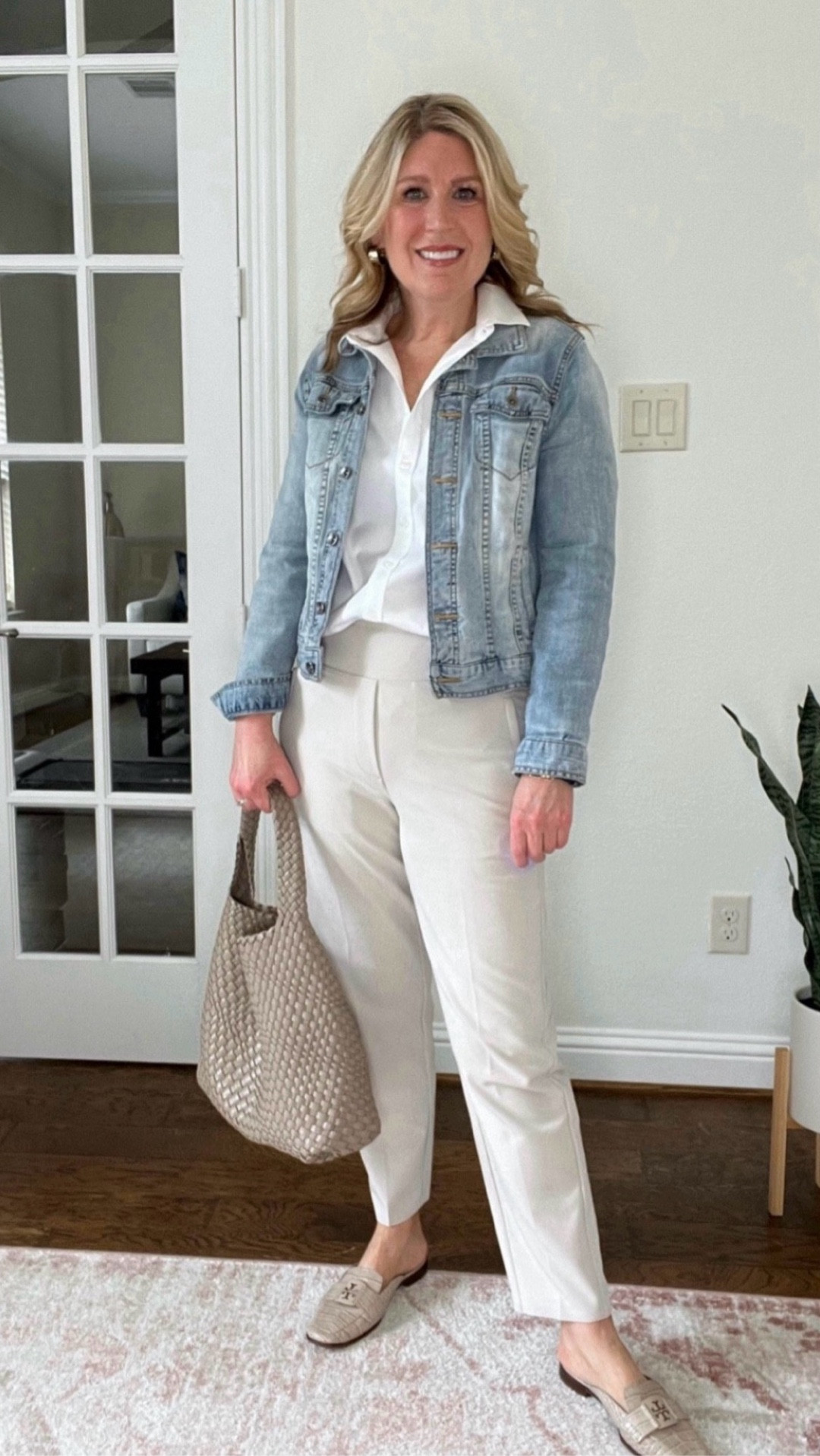 Such a polished look. Great for travel. I LOVE my Endless High Rise Pants from Athleta. ♥️ They are stretchy. Run slightly large. Stick with your regular size. This shade is called abalone. It’s a light taupe. 
Button up shirt is slightly stretchy. It’s my favorite from Chico’s and runs true to size. 

Love these sales! ♥️

#LTKStyleTip #LTKWatchNow #LTKItBag #LTKShoeCrush #LTKParties#LTKFindsUnder100 #LTKFindsUnder50

#LTKOver40 #LTKmomlife #LTKootd #LTKWorkwear #LTKMidsize #LTKSaleAlert #LTKSeasonal #LTKTravel