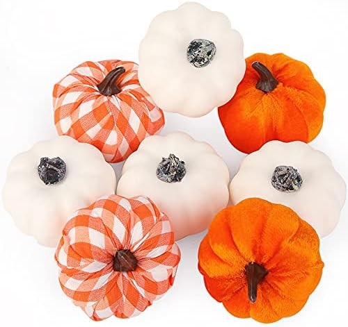 HiPatio Artificial Pumpkins, 8 Pcs Fake Pumpkins Faux Harvest Pumpkins for Thanksgiving Party Hal... | Amazon (US)