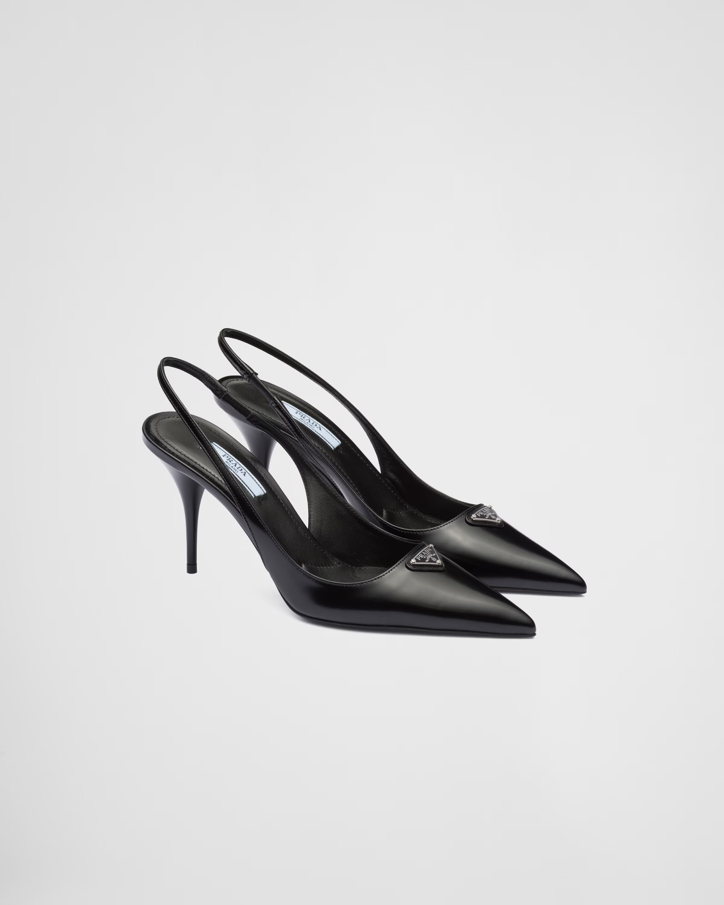 Brushed leather slingback pumps | Prada Spa US