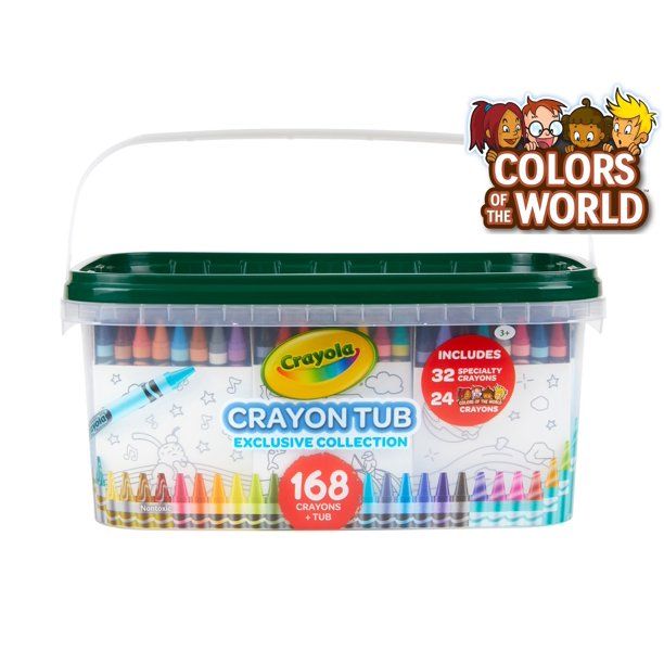 Crayola Crayon and Storage Tub, 168 Crayons, Featuring Colors of the World Crayon Colors | Walmart (US)