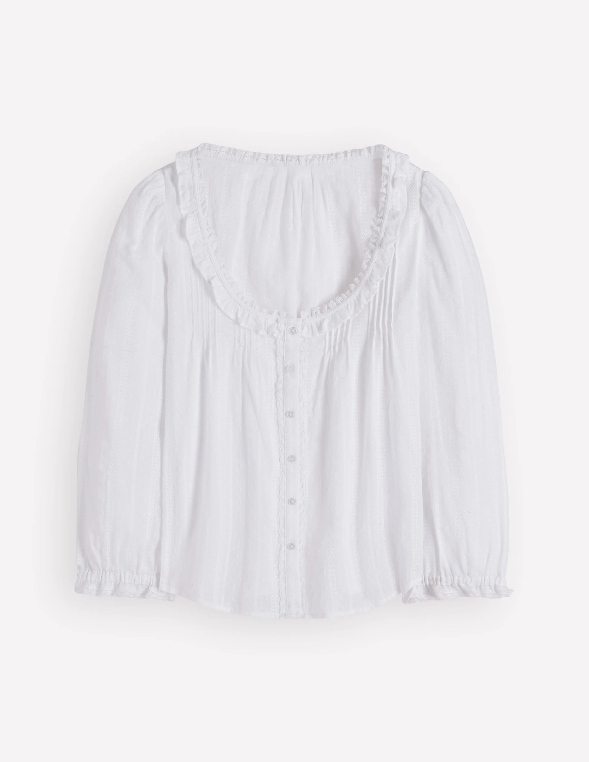 Scoop Neck Ruffle Top-White | Boden UK