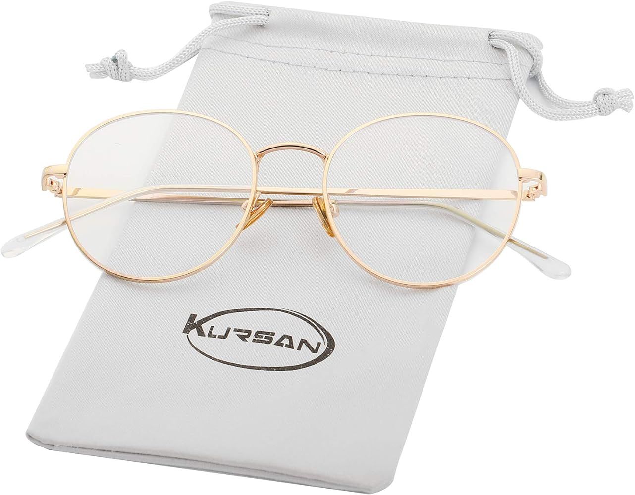Blue Light Blocking Glasses for Women Men Stylish Round Metal Frame Clear Lens Eyeglasses | Amazon (US)