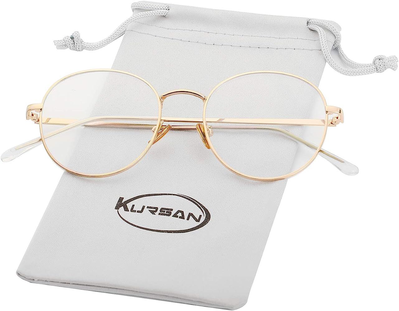 Blue Light Blocking Glasses for Women Men Stylish Round Metal Frame Clear Lens Eyeglasses | Amazon (US)