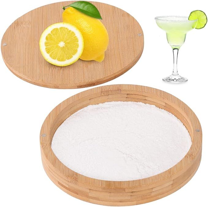 Margarita Salt Rimmer Set with Lid - Bamboo Salt Rimmer for Cocktails - Bar Party Glass Rimmering... | Amazon (US)