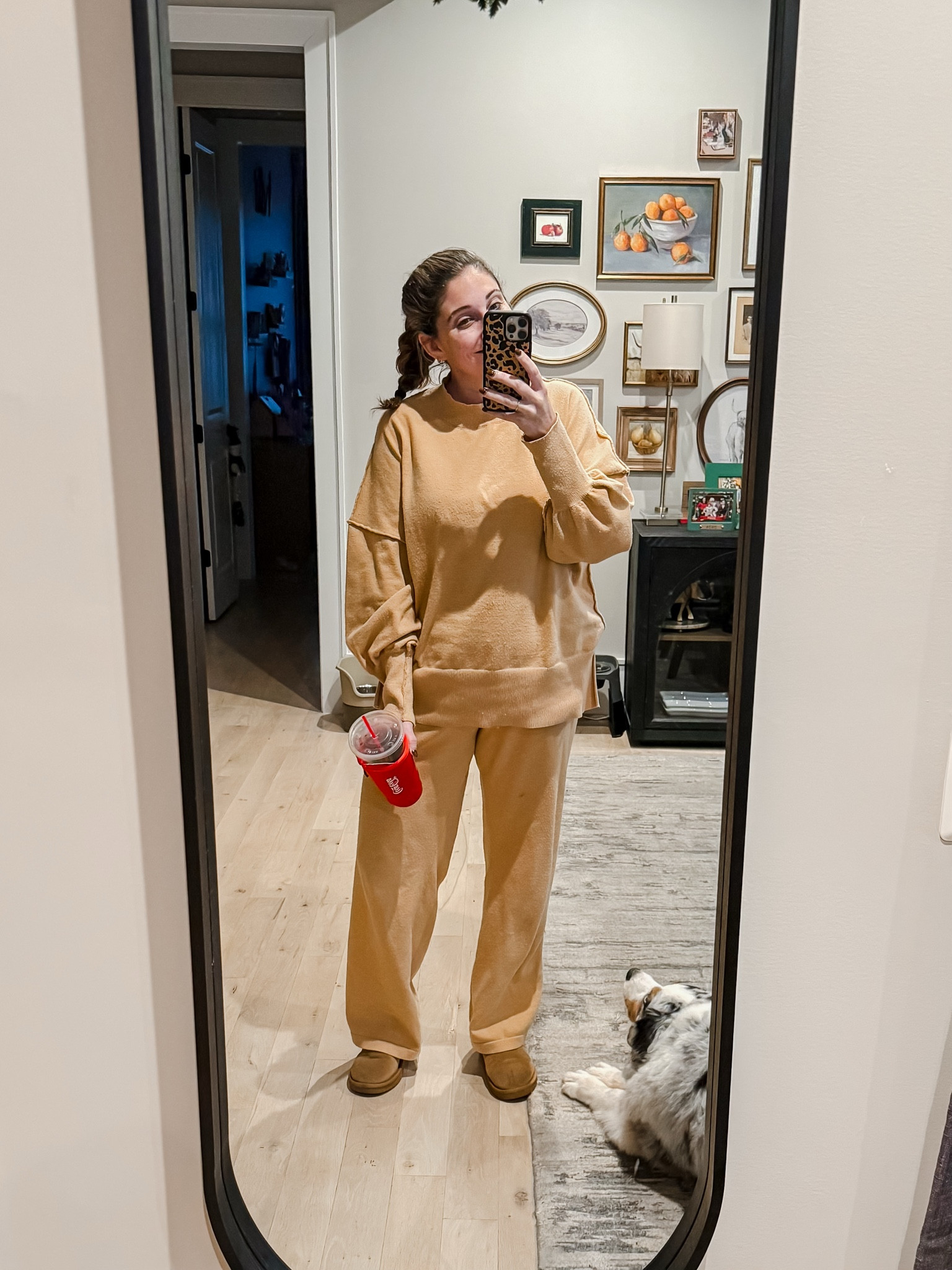 Comfy hang around the house day! This two piece set is a tad more elevated than others since it’s made of sweater material but no less comfy than sweats! I also wear the sweater lots with jeans and skirts! 
Sweat set L / Mini Uggs tts 

#LTKootd #LTKMidsize #LTKdayinmylife