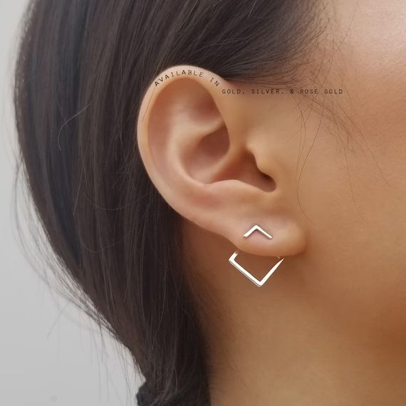 Ear Jacket Ear Jacket Earrings Geometric Ear Jackets Square | Etsy | Etsy (US)