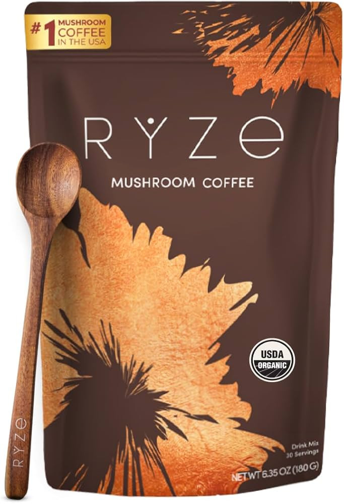 RYZE Mushroom Coffee | 6 Adaptogenic Mushrooms | USDA Organic | Instant Coffee | MCT Oil | USA Gr... | Amazon (US)