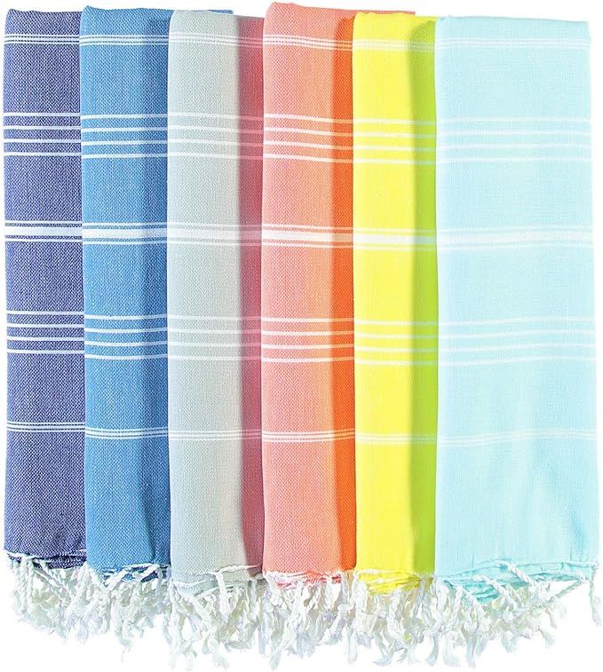 LOOMANGO (Set of 6) Original 100% Cotton 70"x39" Bath and Beach Turkish Towel Set - Highly Absorb... | Amazon (US)