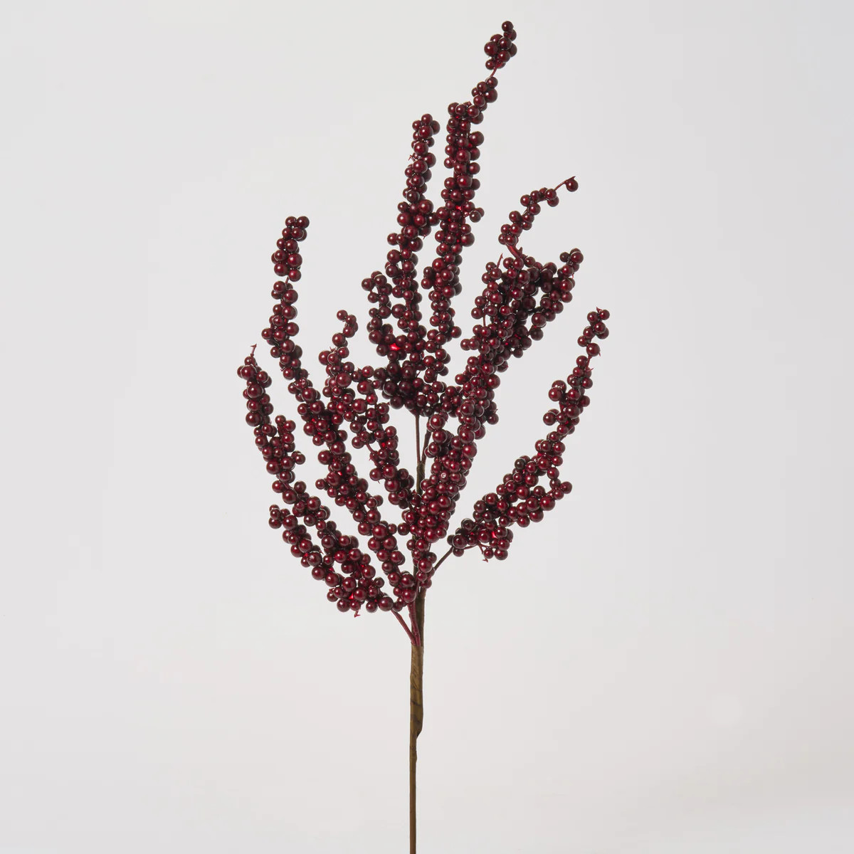 Dark Burgundy Red Waterproof Winter Berry Branch Spray - 28" | Darby Creek Trading