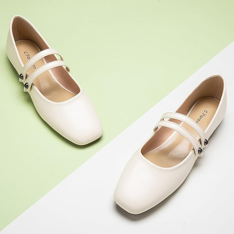 Mary Jane Shoes for Women | Women Flats | Womens Square Toe Flats | Leather Mary Jane | Amazon (US)