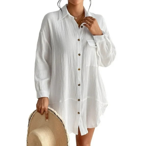 Bsubseach Cotton Bikini Cover Ups for Women Comfortable Summer Outfits with Pocket | Walmart (US)