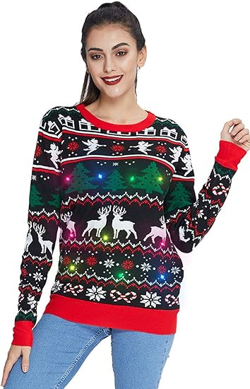 RAISEVERN Men Ugly Christmas Sweater Xmas Holiday Party Women Knitted Pullover | Amazon (US)