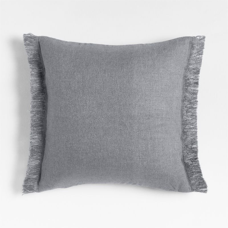 Casual Textured Fringe 23x23 Smoke Blue Throw Pillow Cover + Reviews | Crate & Barrel | Crate & Barrel