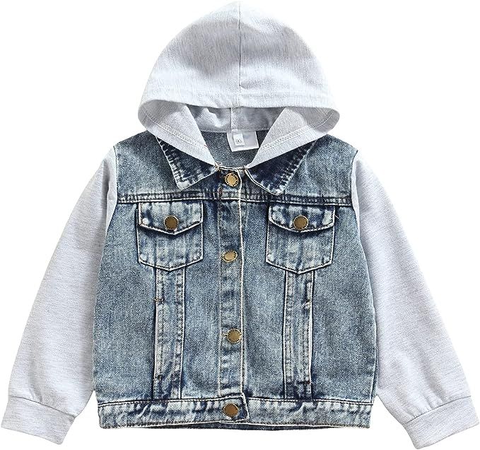 Kids Toddler Baby Girl Boy Denim Jacket Hoodie Button Coat Top Spring Fall Outfit Clothes | Amazon (US)