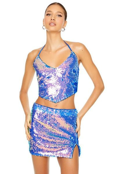 Iridescent Sequin Halter Top | Forever 21