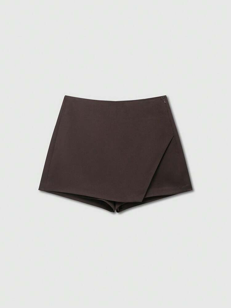 Women's Fashion Casual Solid Asymmtrical Wrap Shorts Skirts, Minimalist And Fashionable Skirt Pants | SHEIN