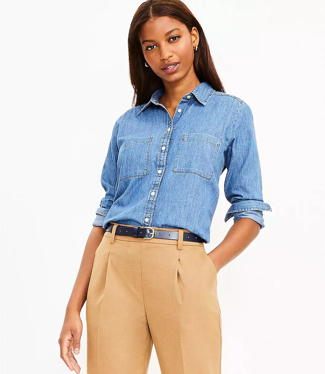 Chambray Everyday Shirt | LOFT