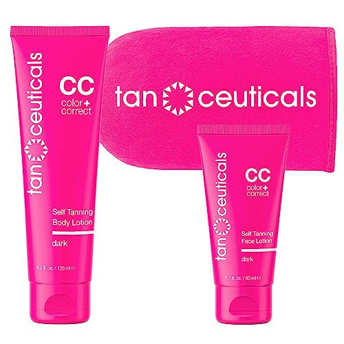 Tanceuticals Body + Face Self Tanning Lotion Kit, Dark Shade | Amazon (US)