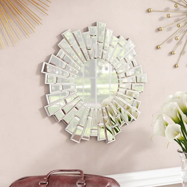 Modern Sunburst Glass Accent Mirror | Wayfair North America