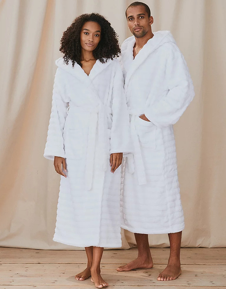 Unisex Hooded Ribbed Hydrocotton Robe | The White Company UK & ROW