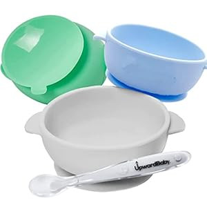 Amazon.com: UpwardBaby Bowls with Suction - 4 Piece Silicone Set with Spoon for Babies Kids Toddl... | Amazon (US)