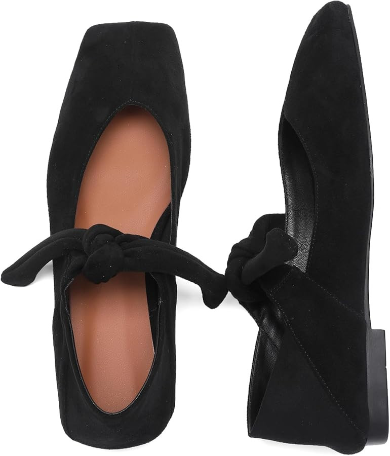 Silver Bow Ballet Flats Shoes for Women Bow Tie Slip On Mary Jane Flats Square Toe Casual Dress B... | Amazon (US)