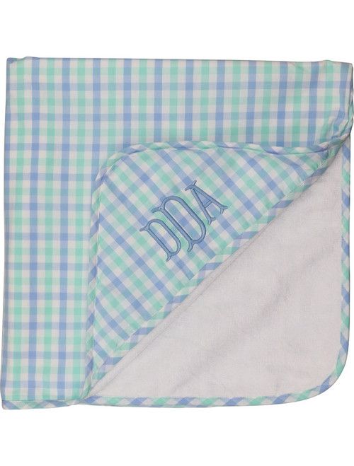 Mint and Blue Check Hooded Towel | Cecil and Lou