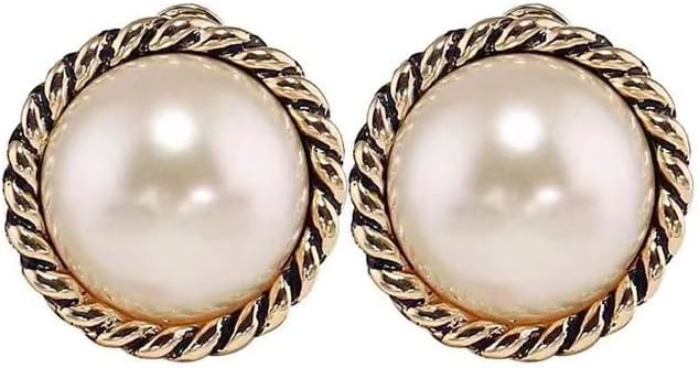 Big Pearl Stud Earrings Baroque Gold Twisted Stud Earrings Round Circle Lightweight Earrings Fash... | Amazon (US)